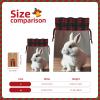SSIMOO Cry White Rabbit Chic Drawstring Christmas Gift Bags,Patchwork Burlap Pull-String Bags,Reusable view 4
