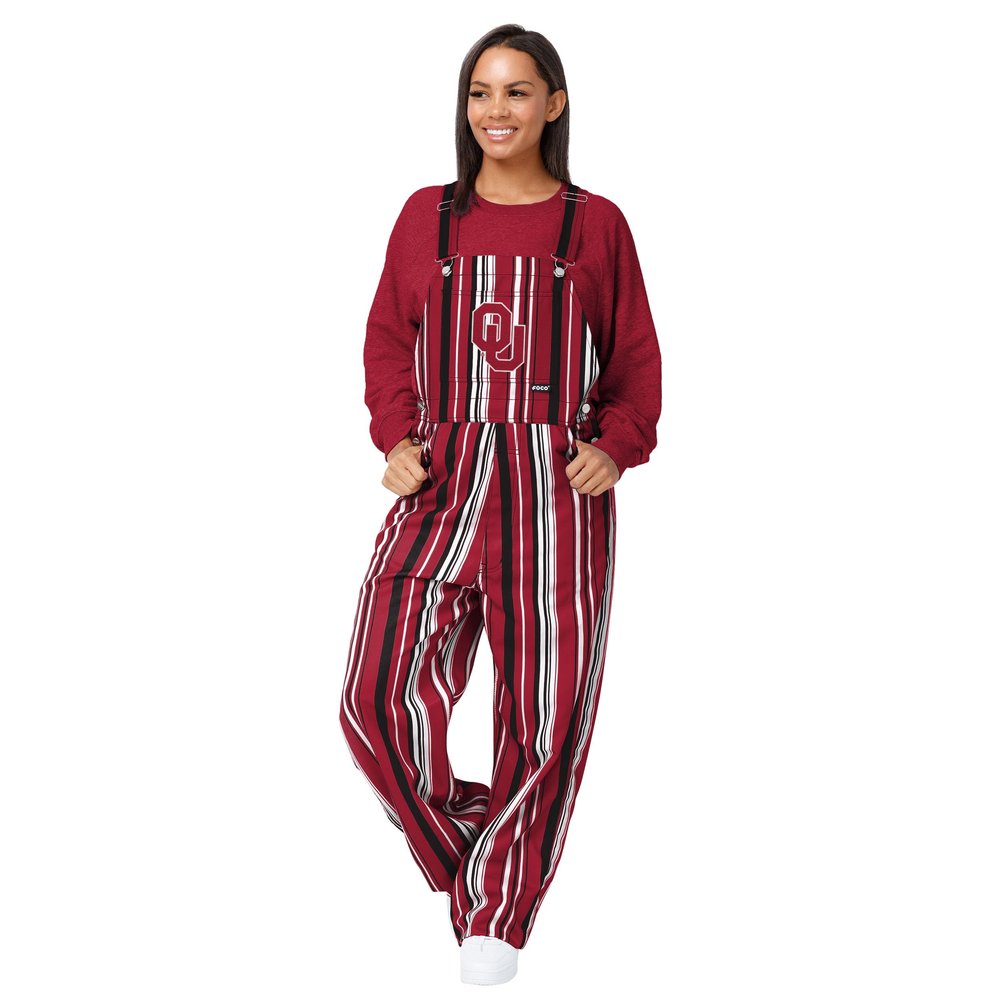 FOCO Oklahoma Sooners NCAA Womens Hyper Stripe Bib Overalls - M