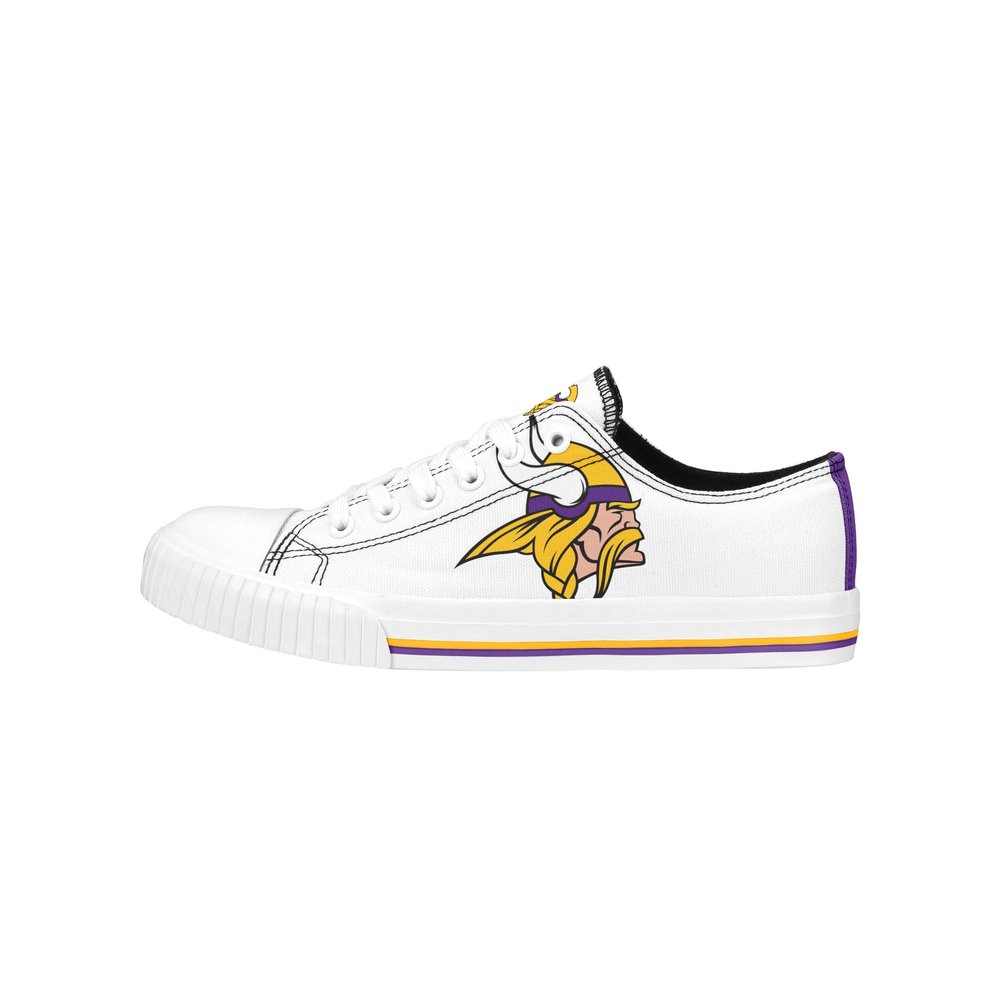 FOCO Minnesota Vikings NFL Womens Big Logo Low Top White Canvas Shoes - 7/M