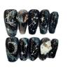 Hand-Worn Armor Flashing Black Night Sky Starry River Finished Sparkling Diamonds Love Heart Smudged White and Removable M view 1