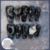 Hand-Worn Armor Flashing Black Night Sky Starry River Finished Sparkling Diamonds Love Heart Smudged White and Removable M view 2