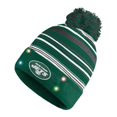 FOCO New York Jets NFL Horizontal Stripe Light Up Beanie