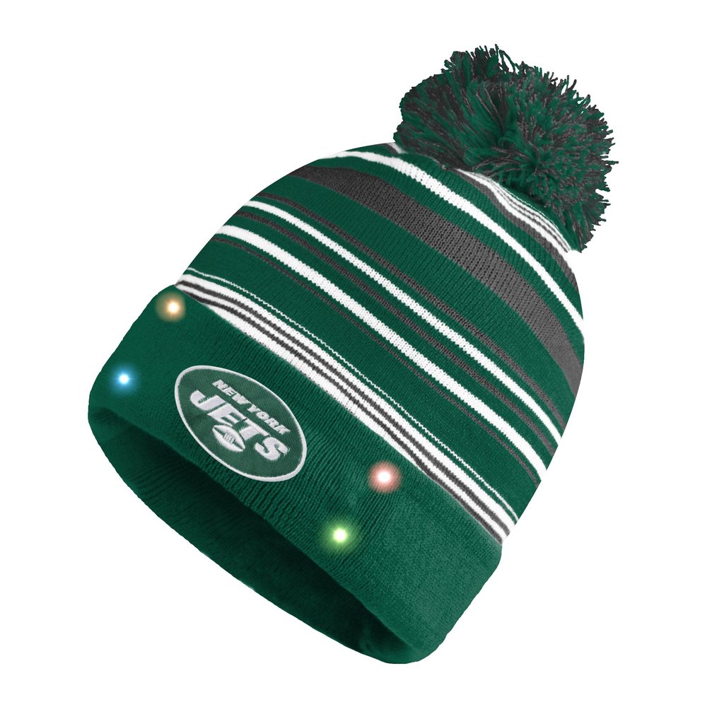 FOCO New York Jets NFL Horizontal Stripe Light Up Beanie