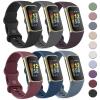 Tobfit 6 PACK Sport Bands Compatible with Fitbit Charge 5 Bands for Women Men, Soft Silicone Waterproof Straps Replacement Wristbands Compatible for Fitbit Charge 5 Watchband,Large, Black/Dark view 1
