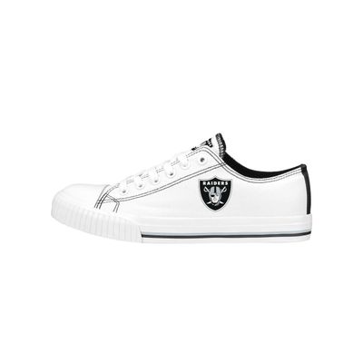 FOCO Las Vegas Raiders NFL Womens Big Logo Low Top White Canvas Shoes - 8/L