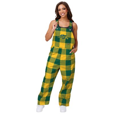 FOCO North Dakota State Bison NCAA Womens Plaid Bib Overalls - M