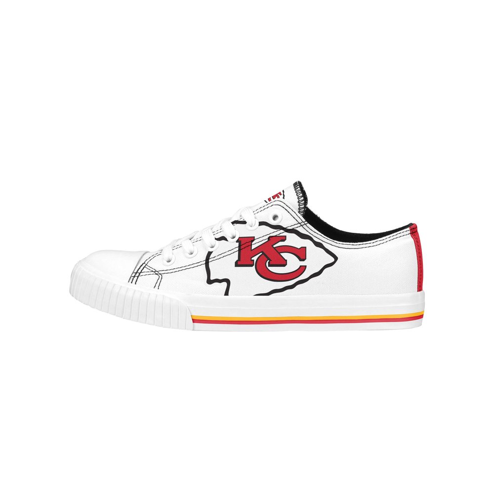 FOCO Kansas City Chiefs NFL Womens Big Logo Low Top White Canvas Shoes - 8/L