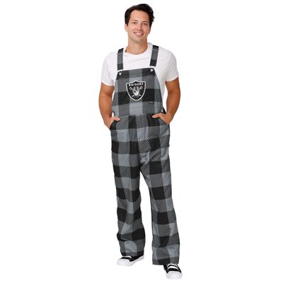 FOCO Las Vegas Raiders NFL Mens Plaid Bib Overalls - L