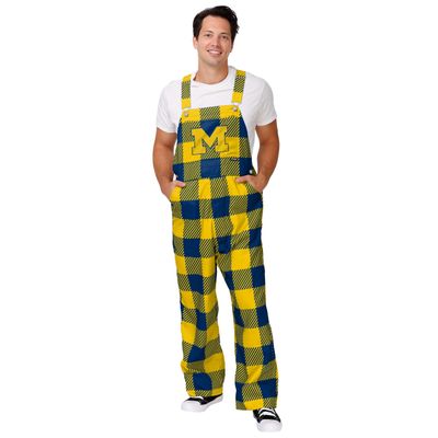 FOCO Michigan Wolverines NCAA Mens Plaid Bib Overalls - M