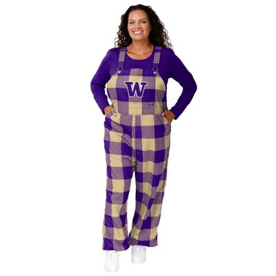 FOCO Washington Huskies NCAA Womens Plaid Bib Overalls - 2XL