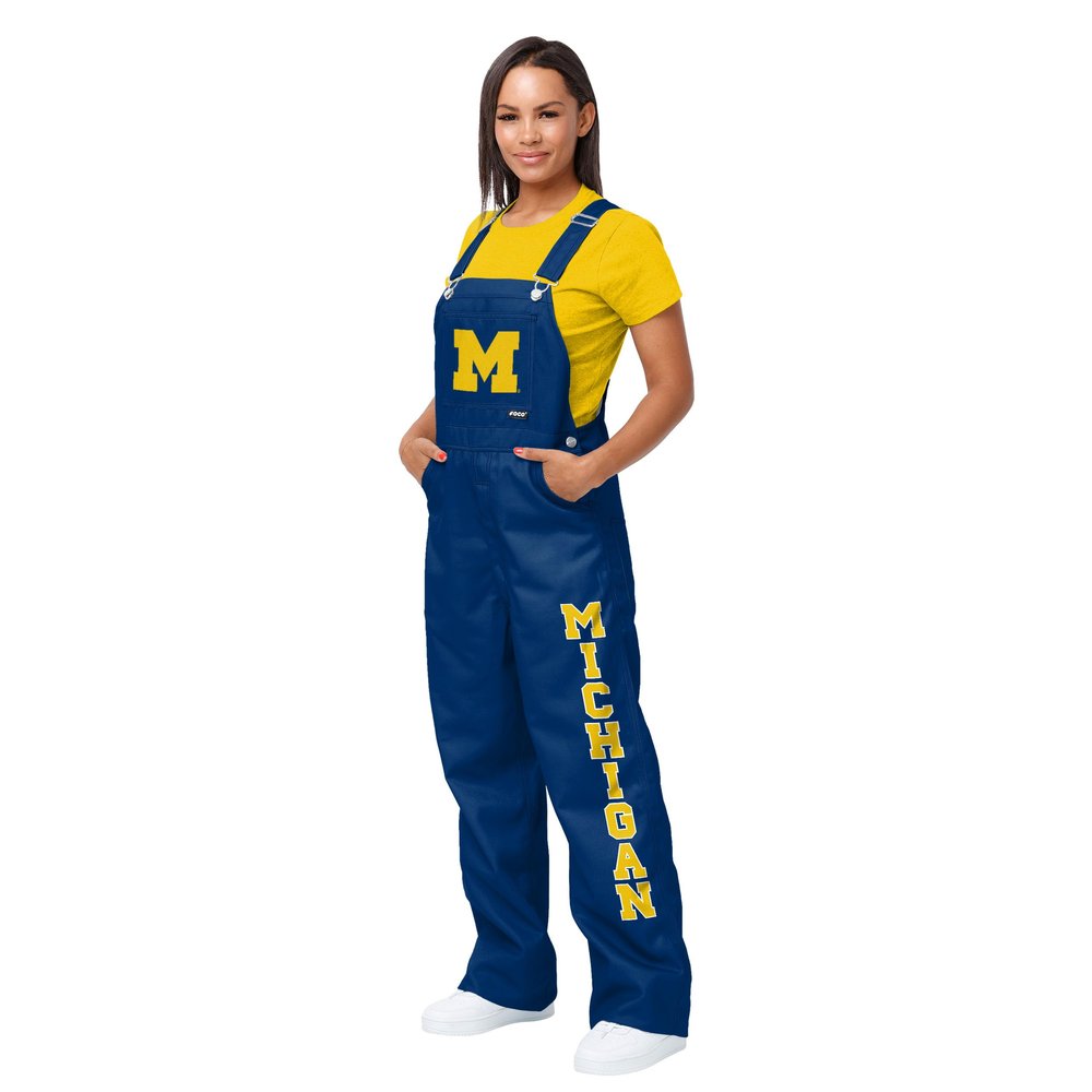 FOCO Michigan Wolverines NCAA Womens Big Logo Bib Overalls - 2XL