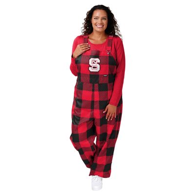 FOCO NC State Wolfpack NCAA Womens Plaid Bib Overalls - S