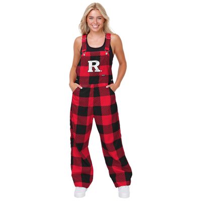 FOCO Rutgers Scarlet Knights NCAA Womens Plaid Bib Overalls - XS