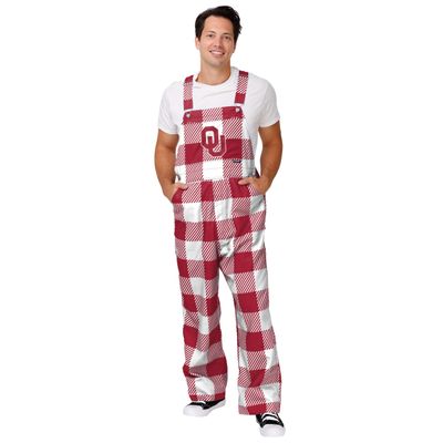 FOCO Oklahoma Sooners NCAA Mens Plaid Bib Overalls - L
