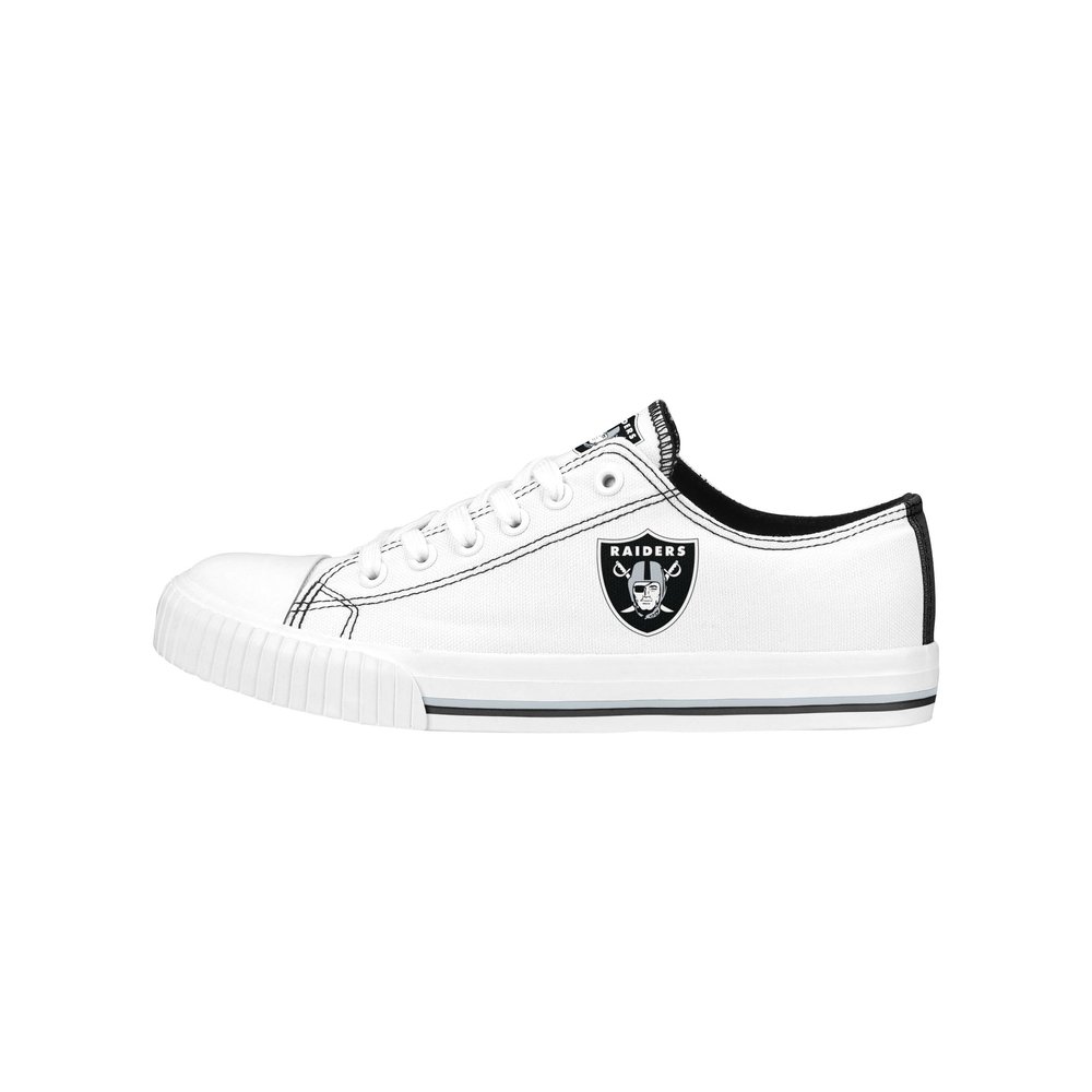 FOCO Las Vegas Raiders NFL Womens Big Logo Low Top White Canvas Shoes - 9/XL