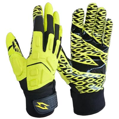 Scale Wear Black Stealth Padded Football Receiver Lineman Gloves Grip Silicone Palms Adult Mens Boys Sticky Boost Your Game