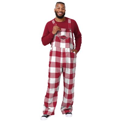 FOCO Arkansas Razorbacks NCAA Mens Plaid Bib Overalls - 3XL