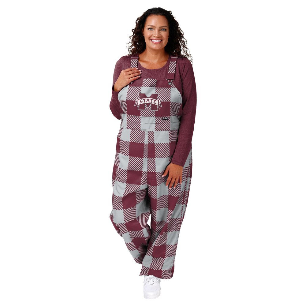 FOCO Mississippi State Bulldogs NCAA Womens Plaid Bib Overalls - M