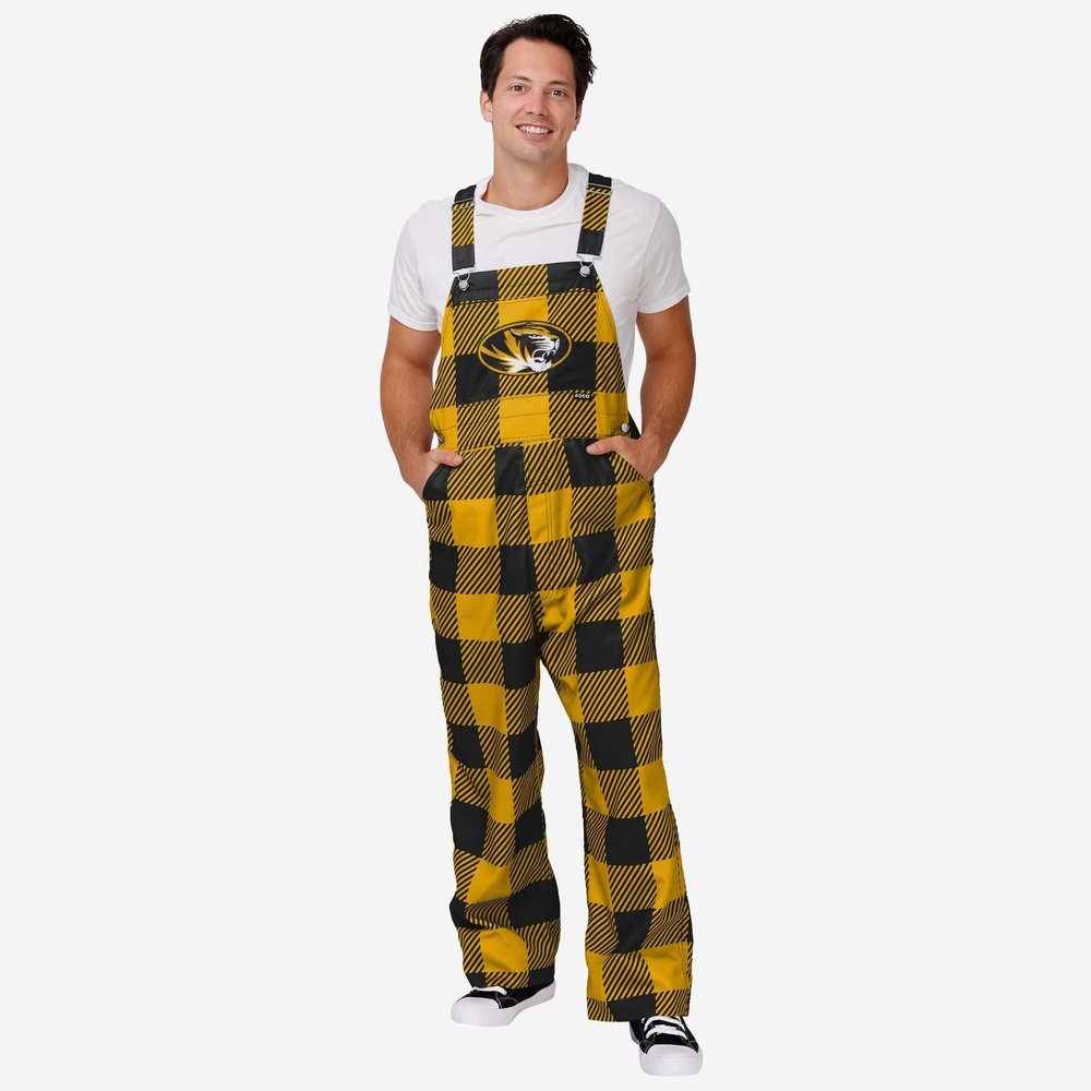 FOCO Missouri Tigers NCAA Mens Plaid Bib Overalls - 3XL