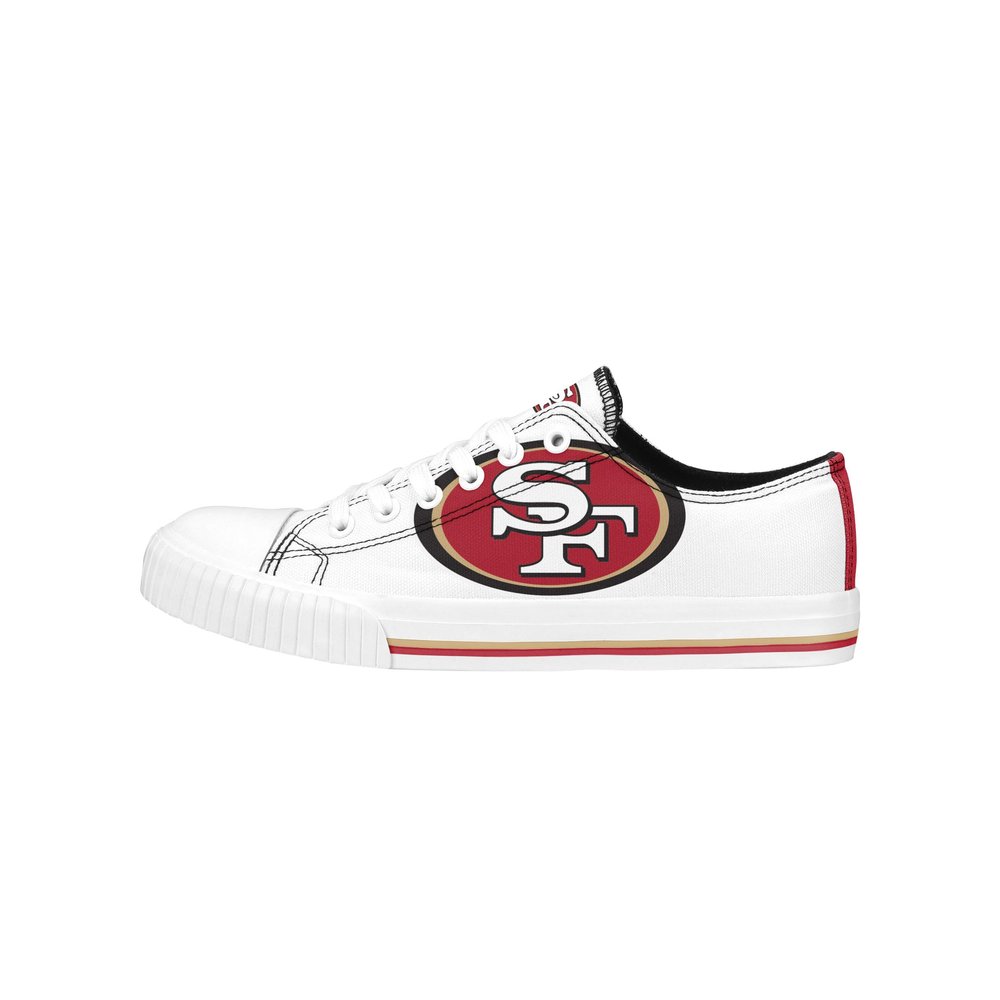 FOCO San Francisco 49ers NFL Womens Big Logo Low Top White Canvas Shoes - 9/XL