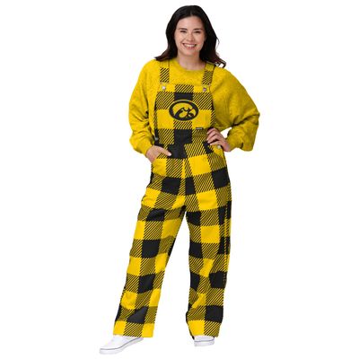 FOCO Iowa Hawkeyes NCAA Womens Plaid Bib Overalls - XS