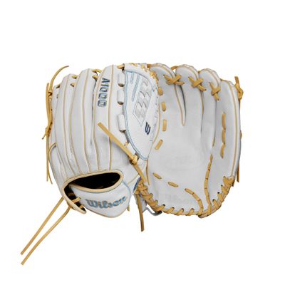 WILSON 2024 A1000 V125 12.5 Outfield Fastpitch Softball Glove - White/Blue/Blonde, Right Hand Throw