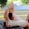 Vaccari Women's Naomi Genuine Leather University of Oklahoma Sooners Embroidery Snip Toe Cowgirl Boots - Bone - 7 B view 3