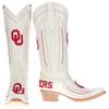 Vaccari Women's Naomi Genuine Leather University of Oklahoma Sooners Embroidery Snip Toe Cowgirl Boots - Bone - 7 B view 4