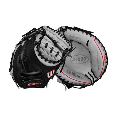 Wilson 2024 A1000 CM33 33 Baseball Catchers Mitt - Silver/Black/Red, Right Hand Throw