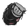 Wilson 2024 A1000 CM33 33 Baseball Catchers Mitt - Silver/Black/Red, Right Hand Throw view 2
