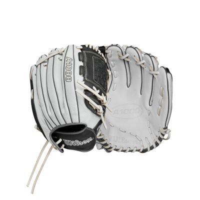 WILSON 2024 A1000 P12 12 Pitchers Fastpitch Softball Glove - White/Grey, Right Hand Throw
