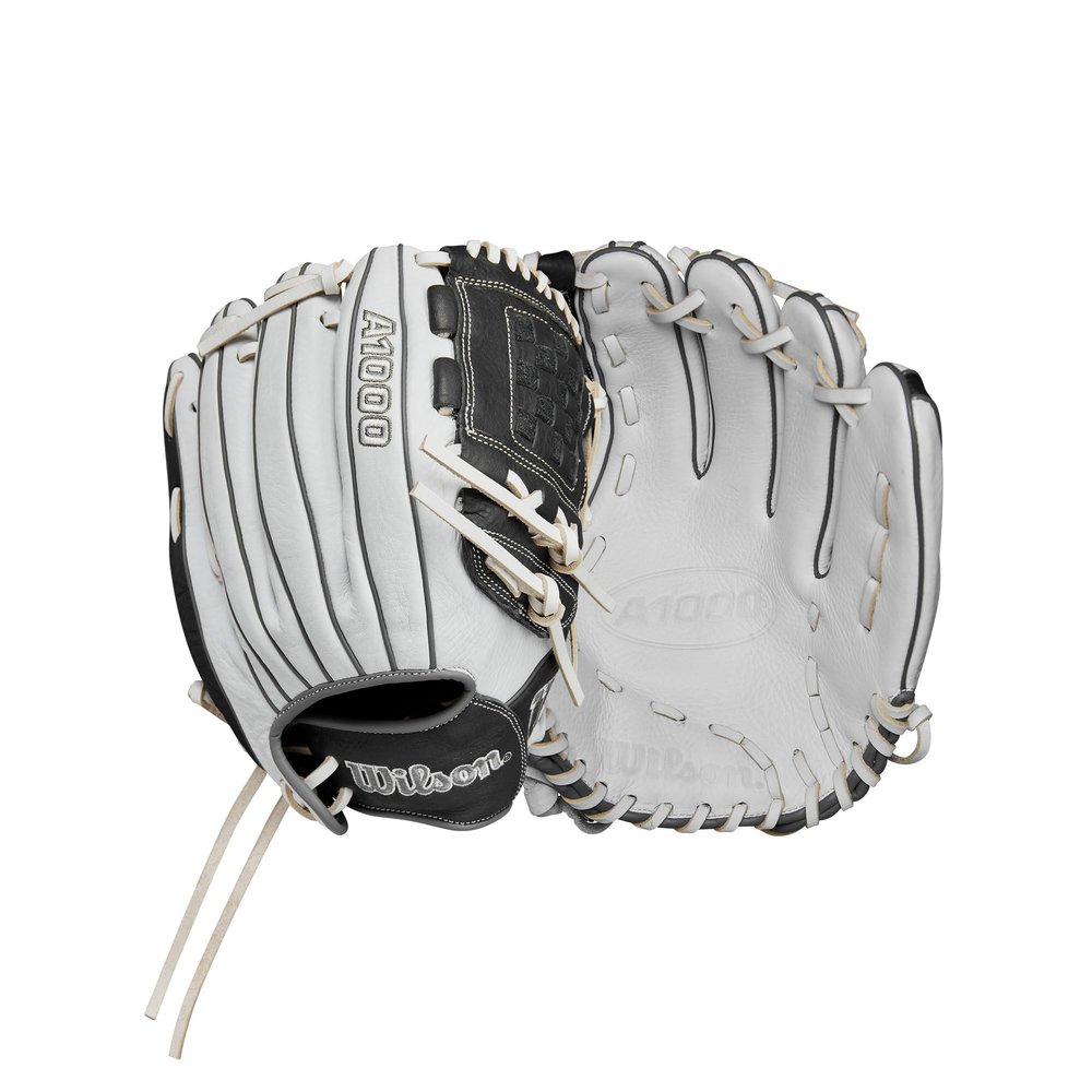WILSON 2024 A1000 P12 12 Pitchers Fastpitch Softball Glove - White/Grey, Right Hand Throw