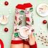 Lavley Hot Cocoa and Chill Socks - Funny Holiday Accessory Idea Cozy Gift for Women and Teens - Unisex One Size view 2
