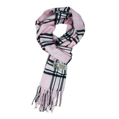 Glory Max Unisex Classic Tartan Plaid Winter Scarf Soft Cashmere Feel 72"x12" (Pink)