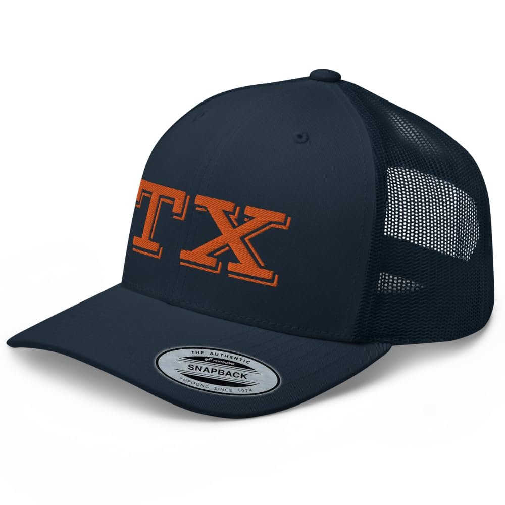 RIVEMUG Orange TX Texas State Orange Trucker Hat Curved Bill Mid Crown Adjustable Cap