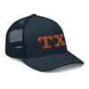 RIVEMUG Orange TX Texas State Orange Trucker Hat Curved Bill Mid Crown Adjustable Cap view 4
