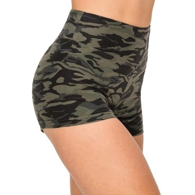 ALWAYS Women Workout Yoga Shorts - Premium Soft Solid Stretch Cheerleader Running Dance Volleyball Short Pants Black Camo 143 2XS