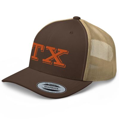 RIVEMUG Orange TX Texas State Orange Trucker Hat Curved Bill Mid Crown Adjustable Cap