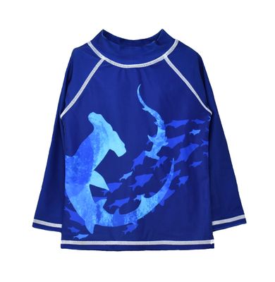 Flap Happy Infant and Toddler Graphic Rash Guard Swim Top Long Sleeve | Sustainably Made from Recycled Plastic Bottles and with AZO Free Dyes, Swirly Sharks,5
