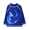 Flap Happy Infant and Toddler Graphic Rash Guard Swim Top Long Sleeve | Sustainably Made from Recycled Plastic Bottles and with AZO Free Dyes, Swirly Sharks,5 view 1