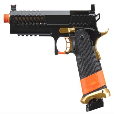 Lancer Tactical Knightshade Hi-Capa Gas Blowback Airsoft Pistol (Color: Black & Gold)-California Compliant