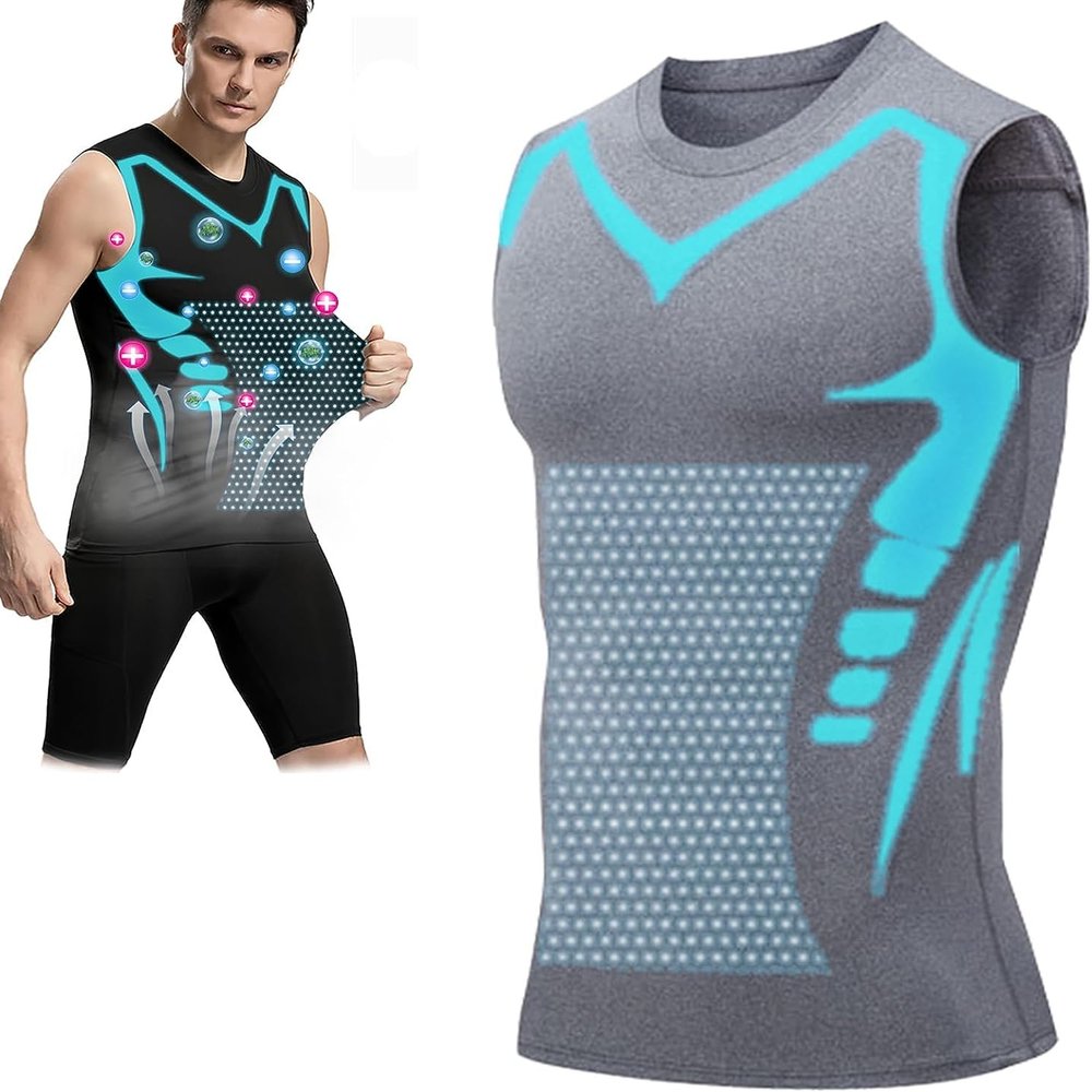 Ionic Shaping Vest,2023 New Version ENERGXCEL Ionic Shaping Vest for Men to Build a Perfect Body (Gray,L,Large)