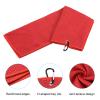 PATIKIL 16"x16" Tri-Fold Golf Towels, 3 Pack Waffle Pattern Towels Soft Fiber Strong Water Absorption with D Clip for Golf Lovers, Red view 4