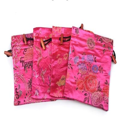 6x7" 10 Pack Sweet & Chic Reusable Wedding Favor Pouch  Large Elegant Silk Brocade Drawstring Bag for Candy, Chocolates & Soap  Luxury Guest Gift Packaging for Bridal Shower & Engagement Party