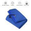 PATIKIL 16"x16" Tri-Fold Golf Towels, 3 Pack Waffle Pattern Towels Soft Fiber Strong Water Absorption with D Clip for Golf Lovers, Dark Blue view 3