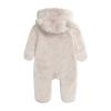 Newborn Baby Snowsuit Fleece Lined Bodysuit Outfits Warm Hooded Romper for Infant Boys Girls Footed (Beige, 3-6 Months) view 2