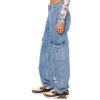 Womens Trendy Cargo Jeans High Waisted Wide Leg Denim Pants Casual Baggy Y2K Teen Girl Streetwear Pants with Pockets Sky Blue view 1