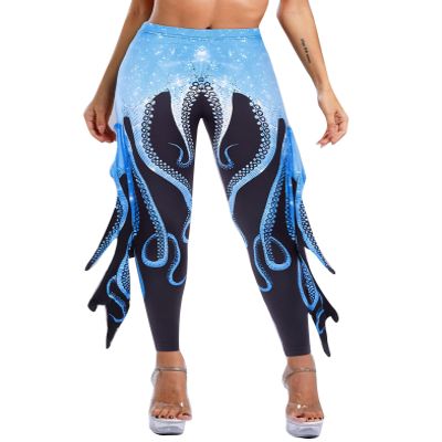 Miutii Women's Mermaid Cosplay Yoga Pants Fish Scales 3D Printed Bottoms Leggings Tight Costume TypeC X-Large