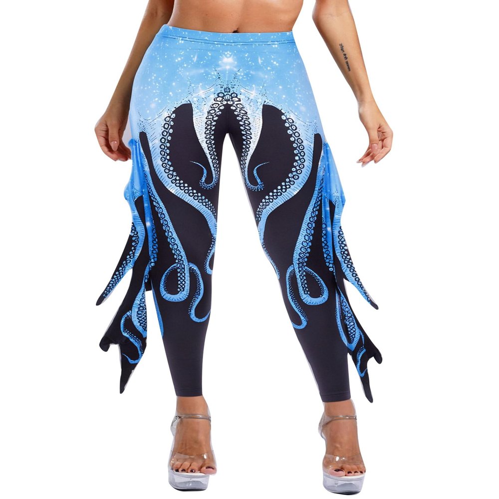 Miutii Women's Mermaid Cosplay Yoga Pants Fish Scales 3D Printed Bottoms Leggings Tight Costume TypeC X-Large