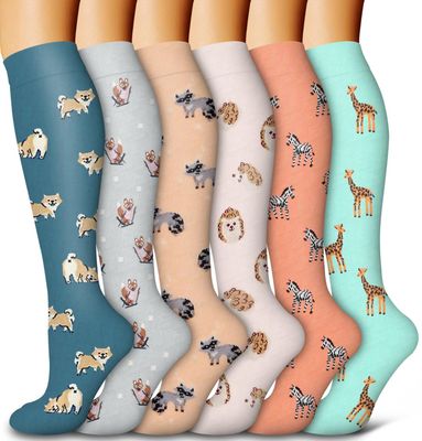 Bluemaple 6 Pack Copper Compression Socks for Women and Men Circulation-Best Support for Medical, Running,Nursing,Athletic
